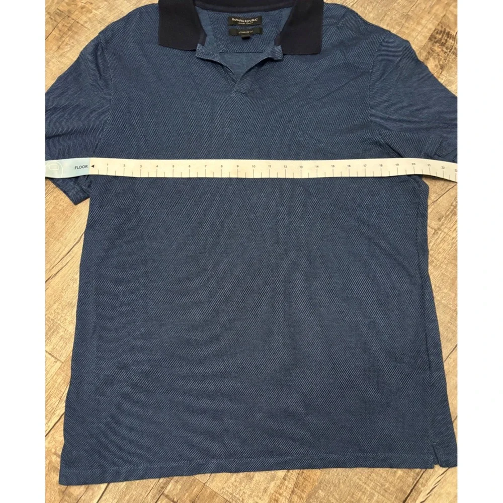 Banana Republic Luxury Touch Polo Shirt Mens XL blu Standard Fit V-Neck Shor Slv